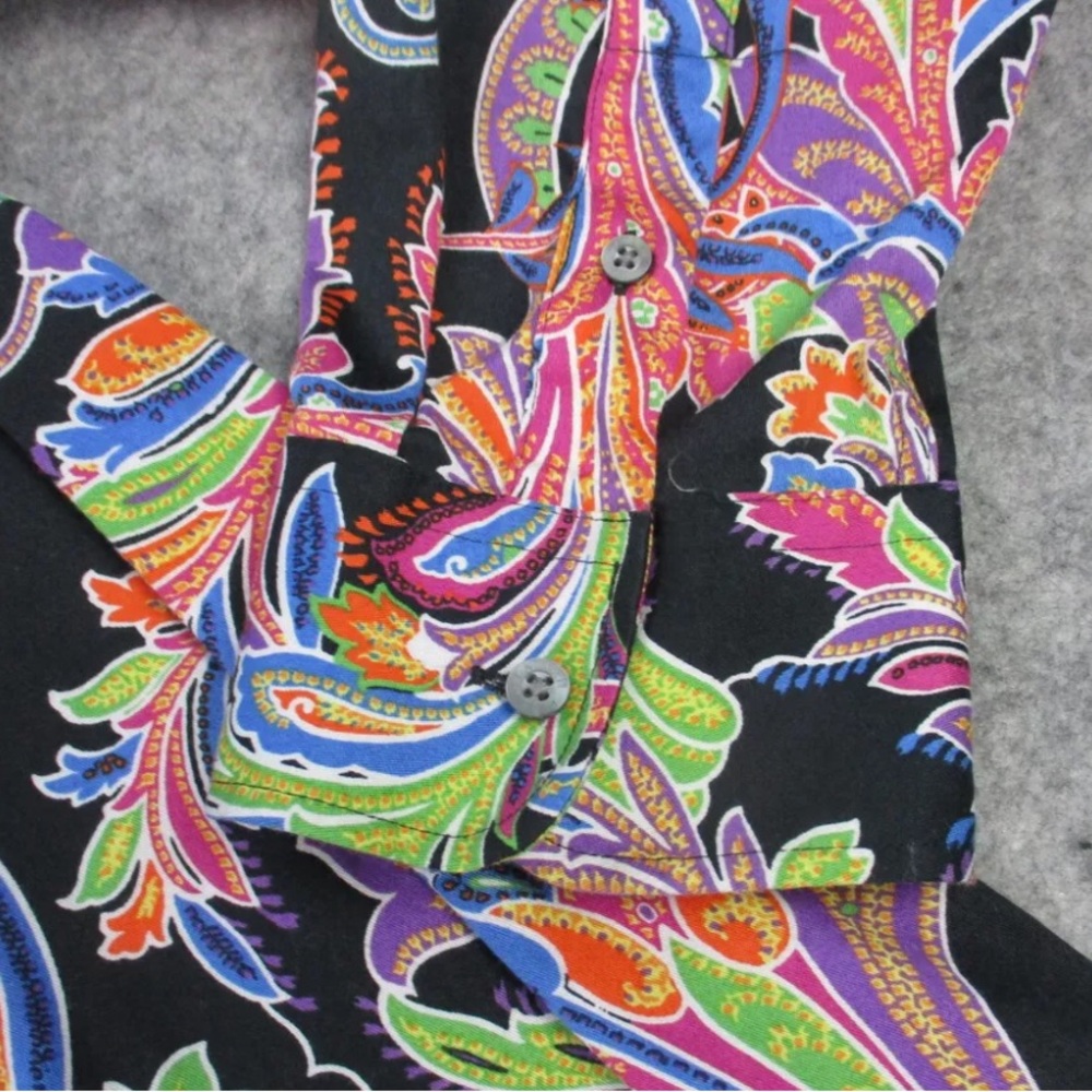 Lauren Ralph Lauren Black Floral Paisley Button-Up Blouse - Picture 3 of 7
